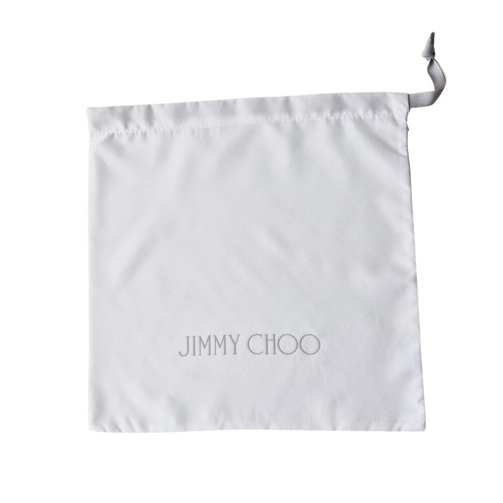 JIMMY CHOO Dust Bag 13.75 x 13.75" Square Storage Bag white w/ Grey drawstring
